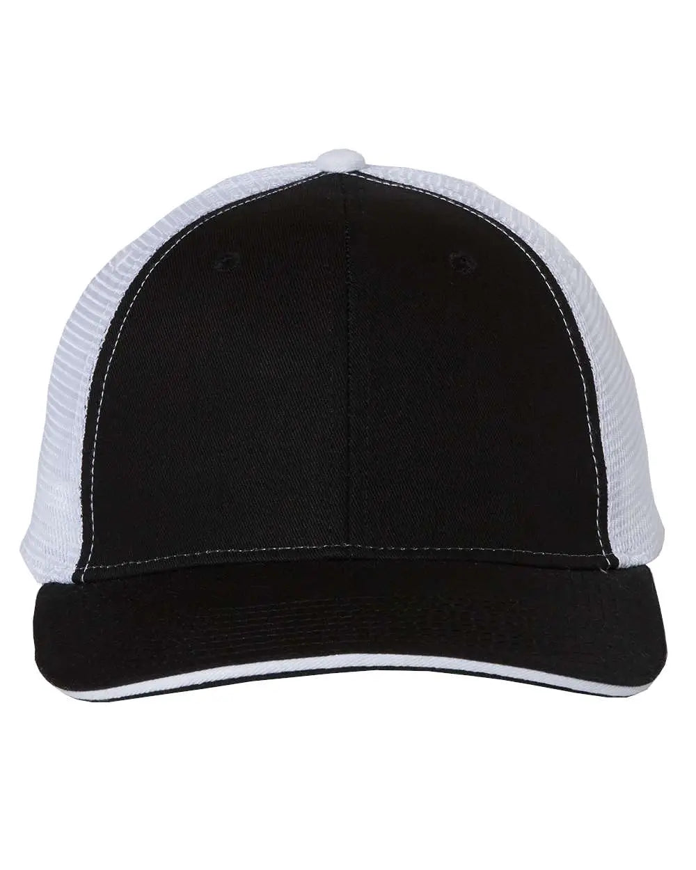 Valucap S102 Sandwich Trucker Cap - Black White - one Size Fits Most