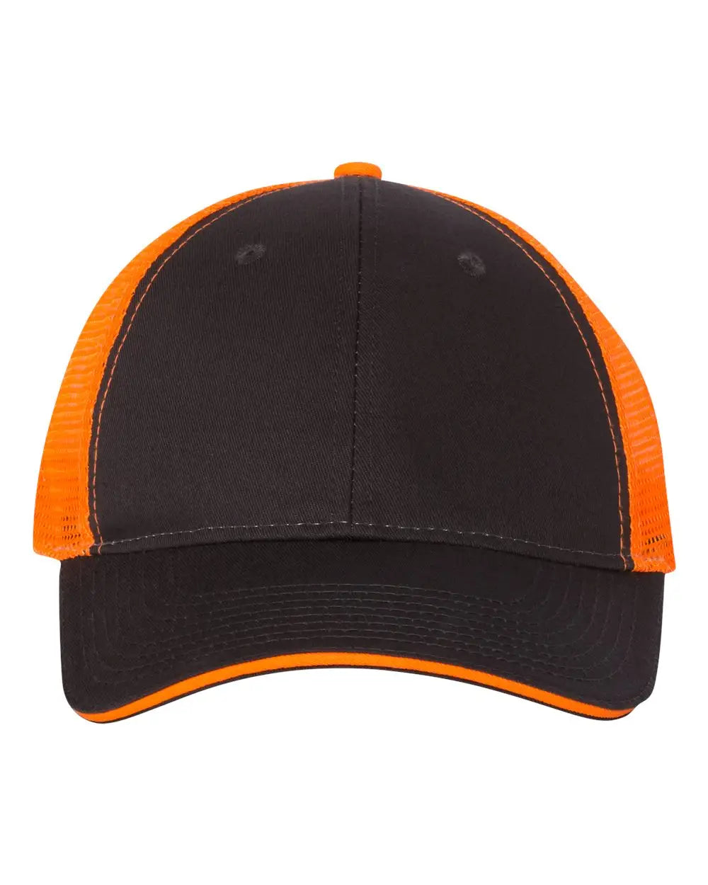 Valucap S102 Sandwich Trucker Cap - Charcoal Neon Orange - one Size Fits Most