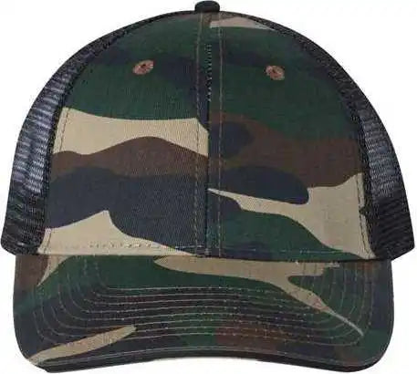 Valucap S102 Sandwich Trucker Cap - Green Camo Black - one Size Fits Most