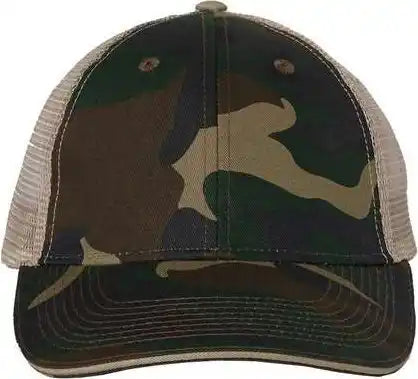 Valucap S102 Sandwich Trucker Cap - Green Camo Tan - 6 5/8’’ - 7 3/8’’