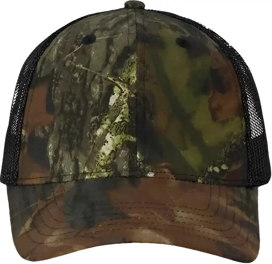 Valucap Vc150m Licensed Camo Mesh Cap Mossy Oak Breakup Black Sand / one Size Fits Most
