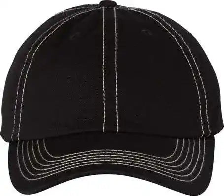 Valucap Vc300a Adult Bio Washed Classic Dads Cap Black Stone Stitch Gray / 6 5/8’’ 7 3/8’’