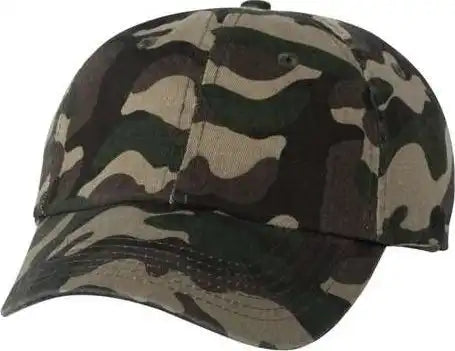 Valucap Vc300a Adult Bio Washed Classic Dads Cap Green Camo / 6 5/8’’ 7 3/8’’