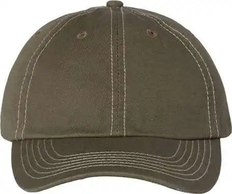 Valucap Vc300a Adult Bio-washed Classic Dads Cap - Olive Stone Stitch - Gray / 6 5/8’’ - 7 3/8’’