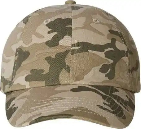 Valucap Vc300a Adult Bio-washed Classic Dads Cap - Tan Camo - 6 5/8’’ - 7 3/8’’