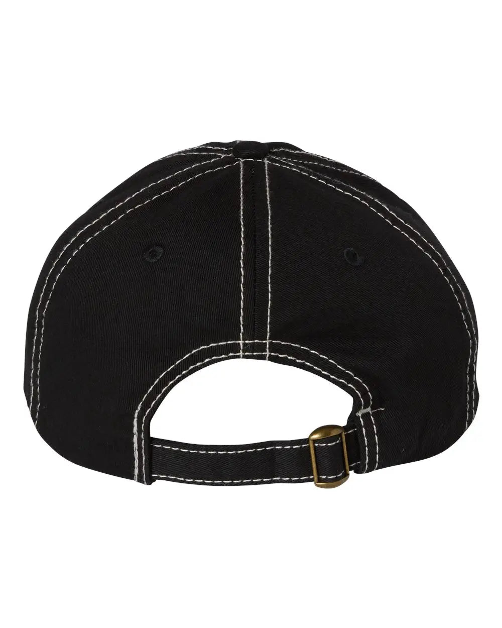 Valucap Vc300a Bio-washed Classic Dad Cap - Black Stone Stitch - one Size Fits Most