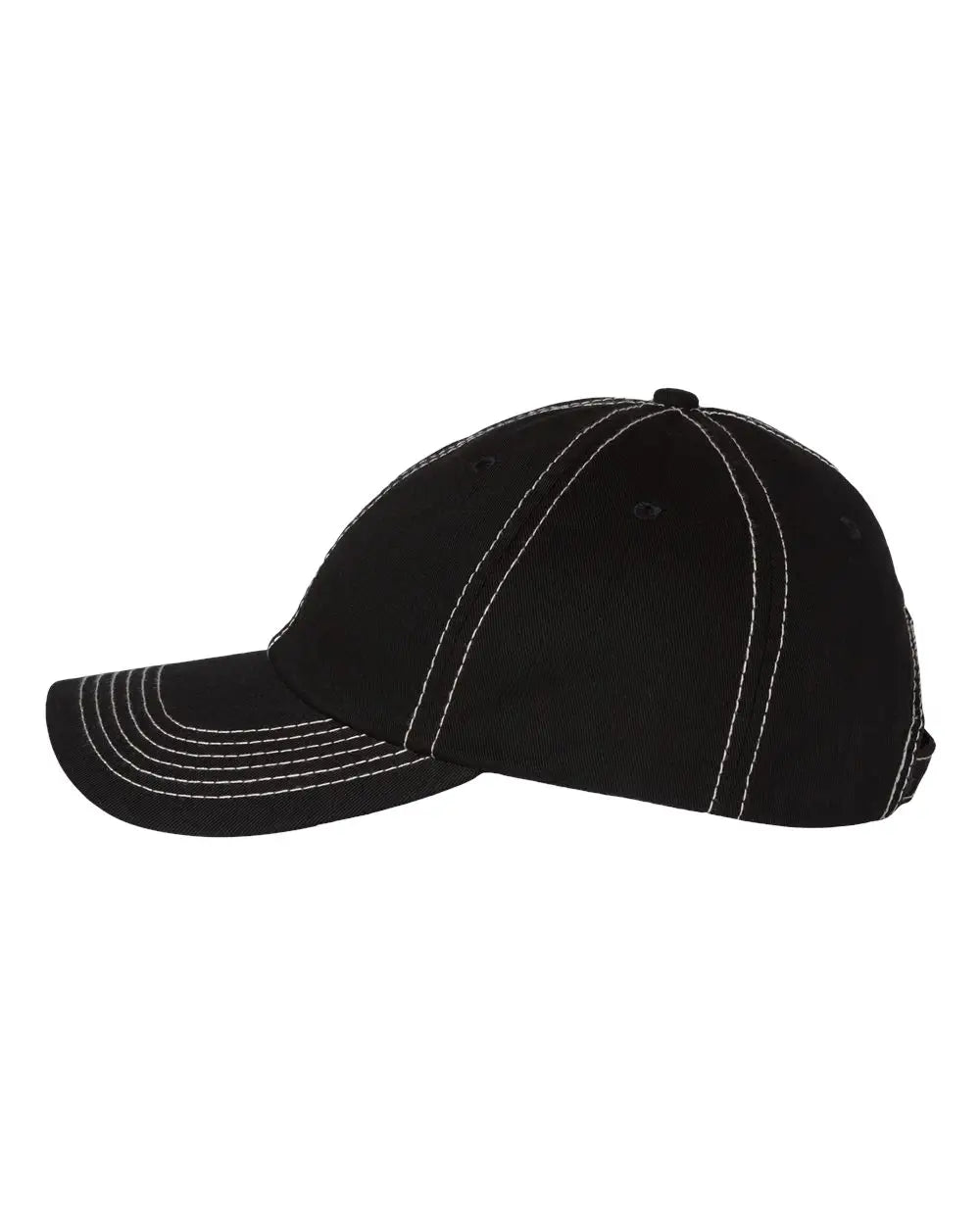 Valucap Vc300a Bio-washed Classic Dad Cap - Black Stone Stitch - one Size Fits Most