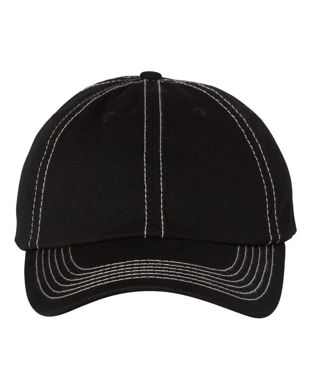 Valucap Vc300a Bio-washed Classic Dad Cap - Black Stone Stitch - one Size Fits Most