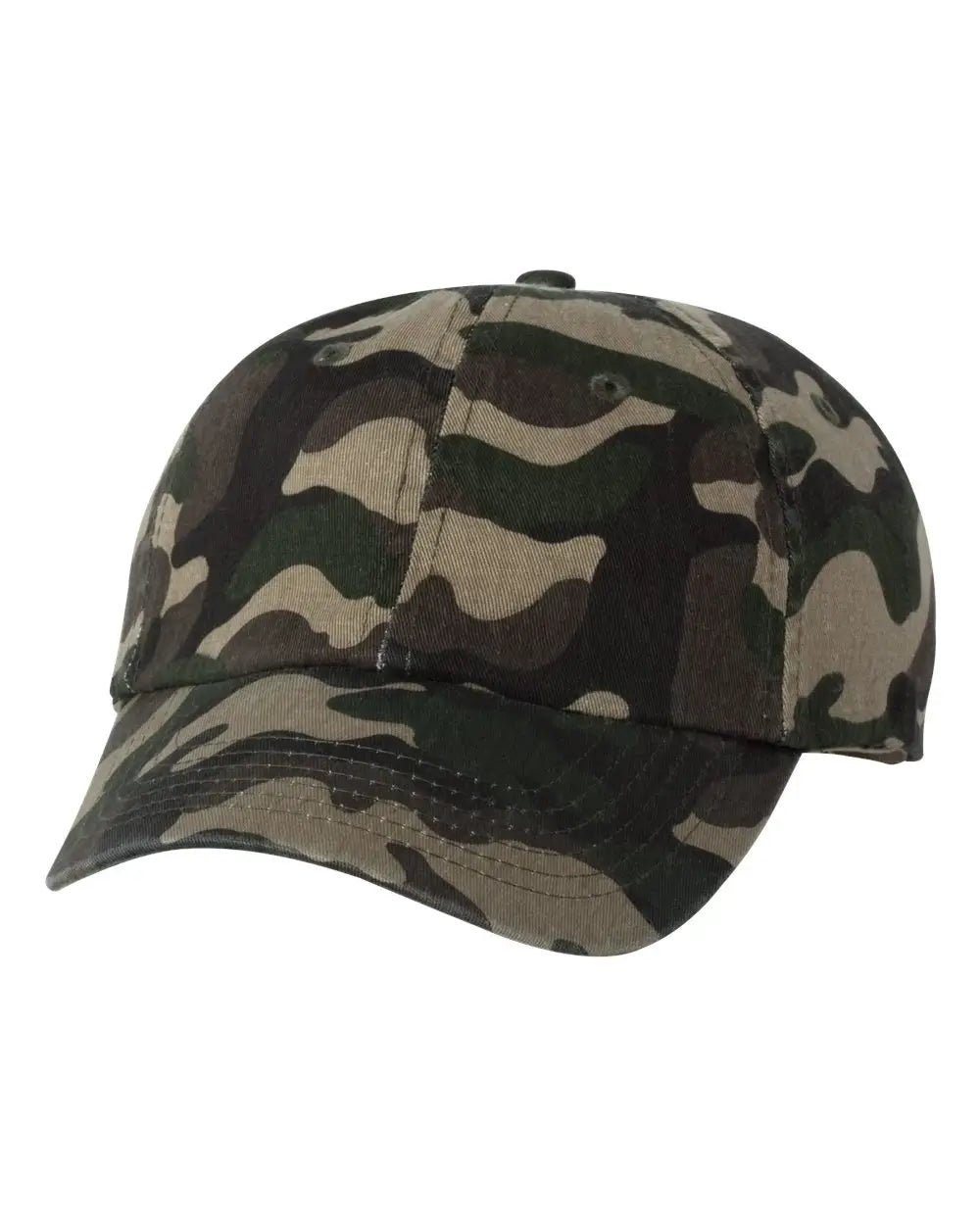 Valucap Vc300a Bio-washed Classic Dad Cap - Green Camo - one Size Fits Most