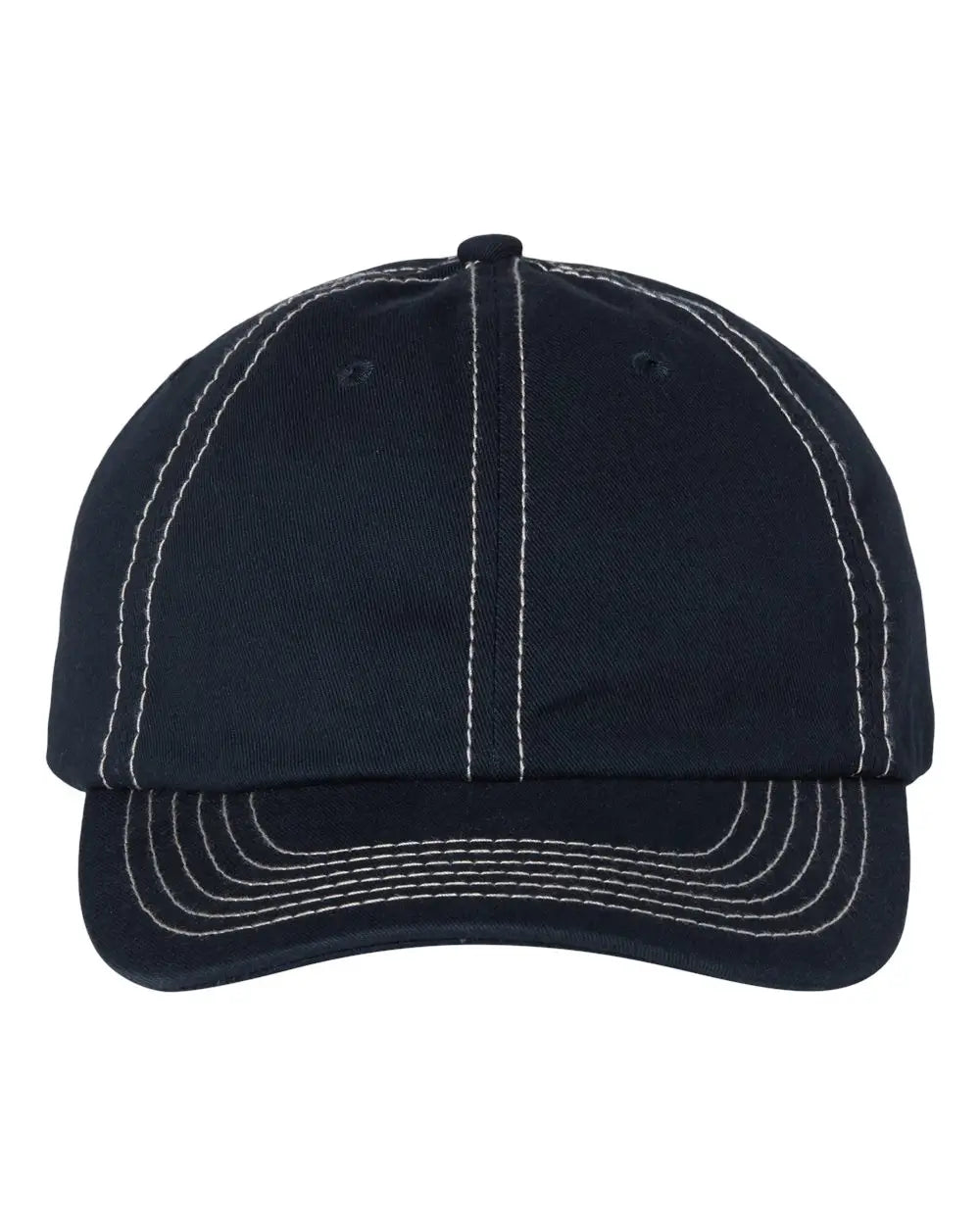 Valucap Vc300a Bio-washed Classic Dad Cap - Navy Stone Stitch - one Size Fits Most