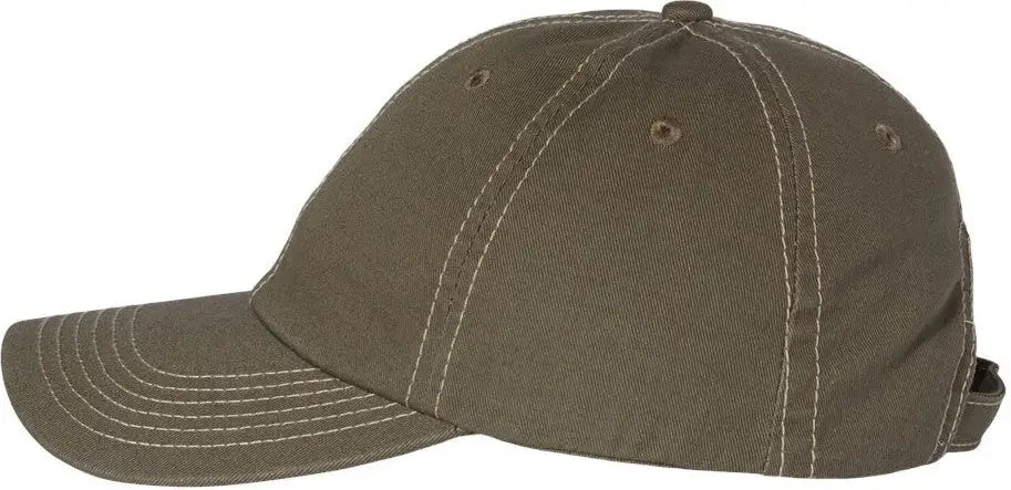 Valucap Vc300a Bio-washed Classic Dad Cap - Olive Stone Stitch - one Size Fits Most