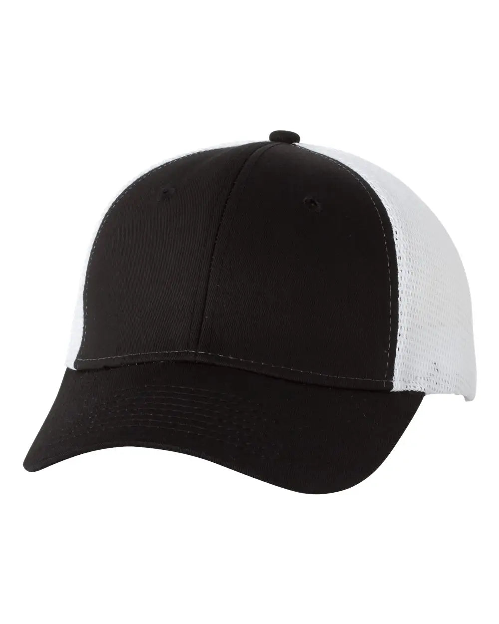 Valucap Vc400 Mesh-back Twill Trucker Cap - Black White - one Size Fits Most
