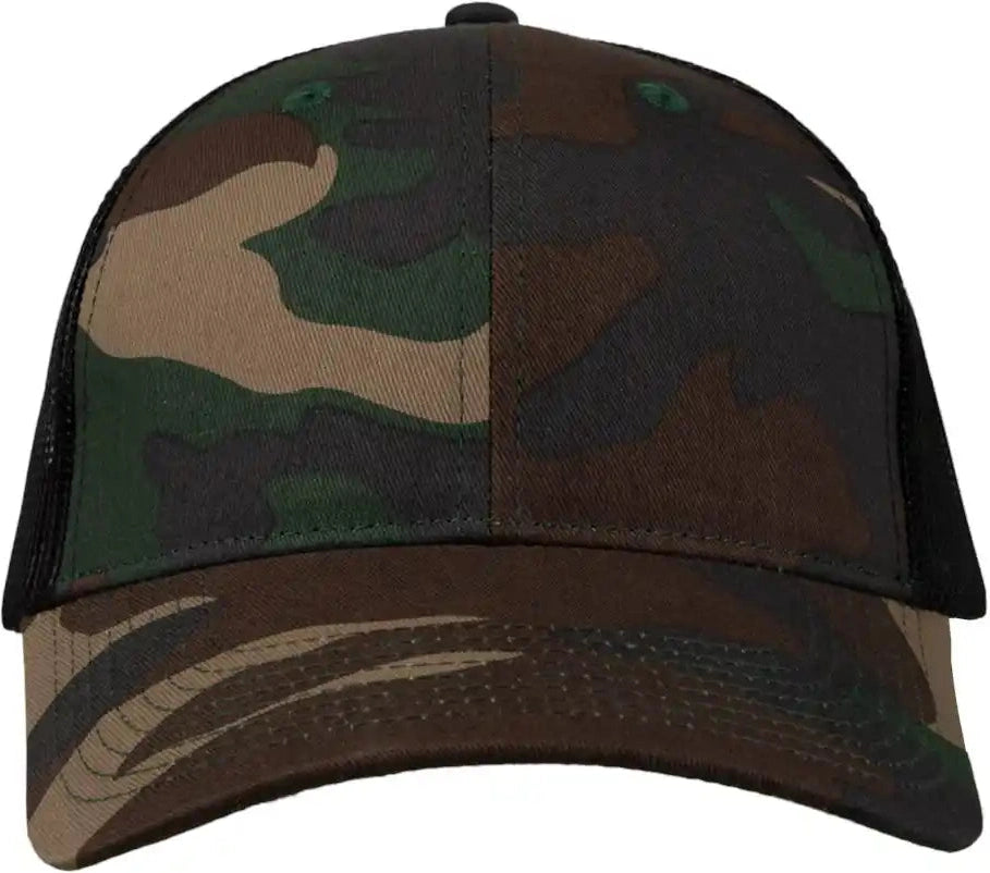 Valucap Vc400 Mesh-back Twill Trucker Cap - Camo Black - Camo/ / Adjustable