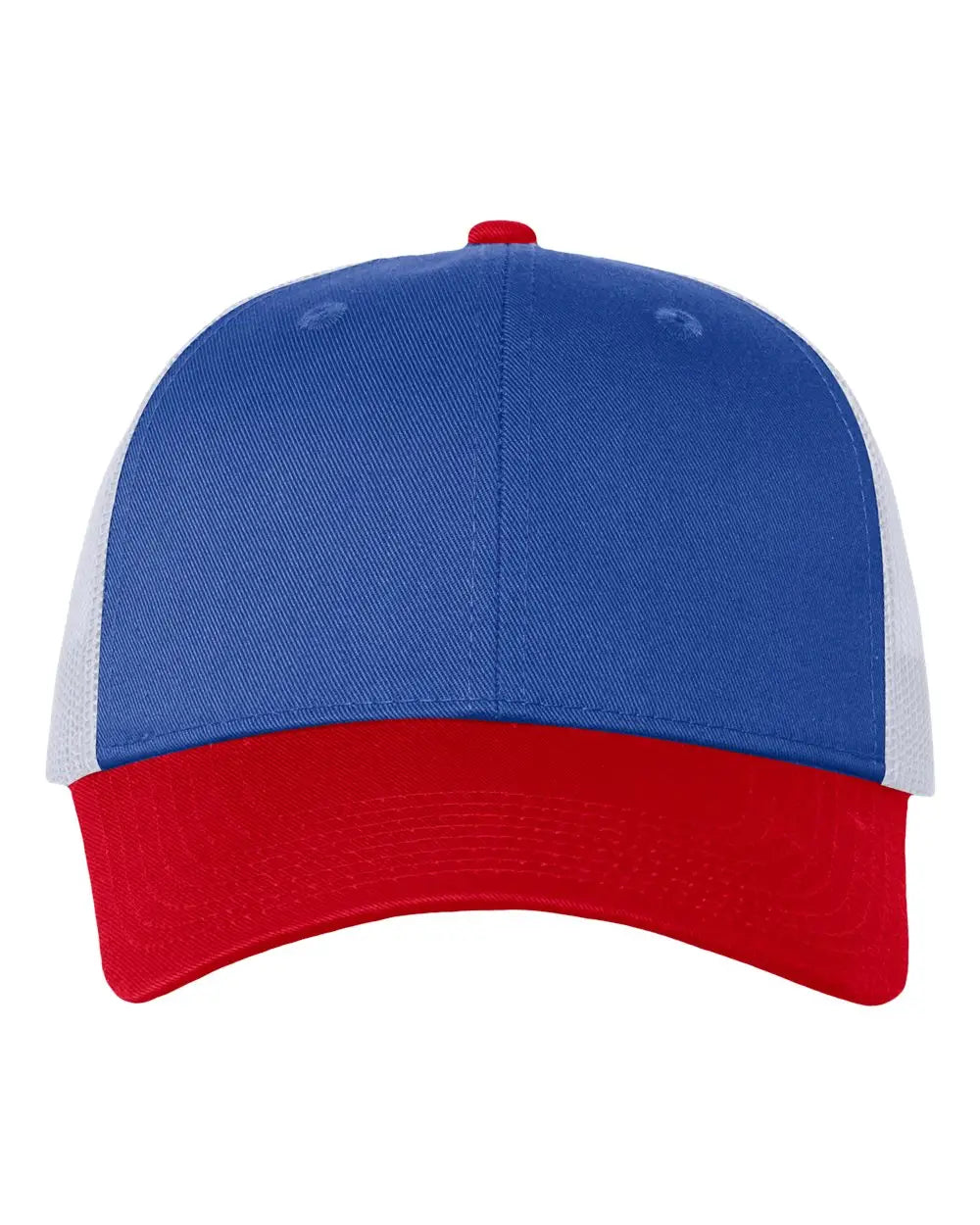 Valucap Vc400 Mesh-back Twill Trucker Cap - Royal White Red - one Size Fits Most