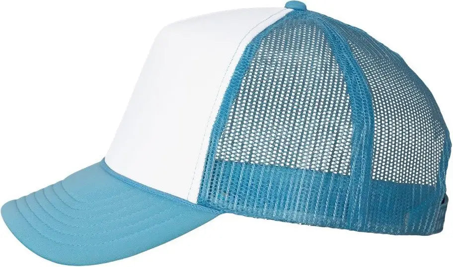 Valucap Vc700 Foam Mesh-back Trucker Cap - White Baby Blue - one Size Fits Most