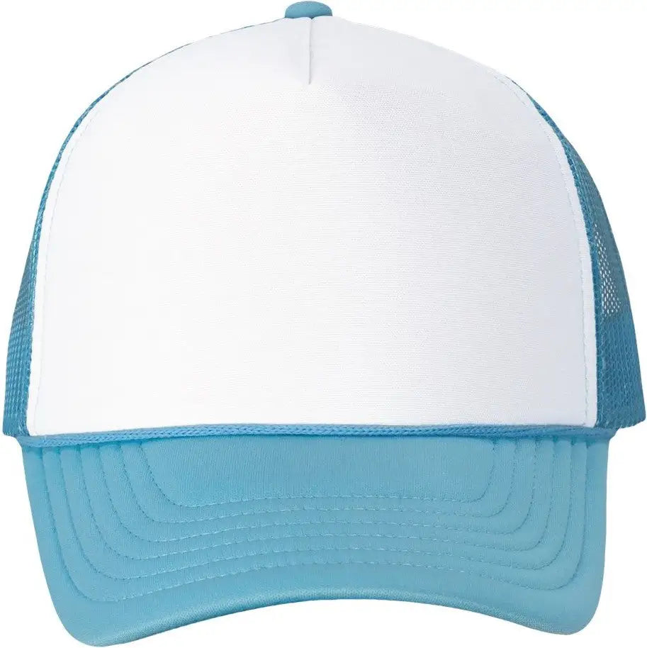 Valucap Vc700 Foam Mesh-back Trucker Cap - White Baby Blue - one Size Fits Most