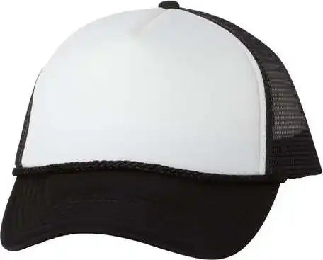 Valucap Vc700 Foam Mesh Back Trucker Cap White Black / 6 5/8’’ 7 3/8’’