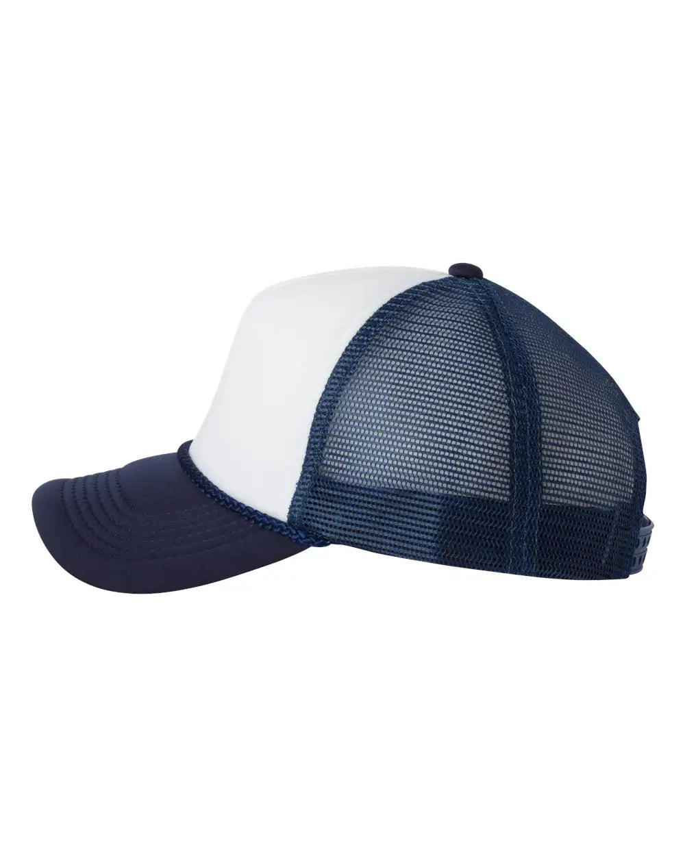 Valucap Vc700 Foam Mesh-back Trucker Cap - White Navy - one Size Fits Most