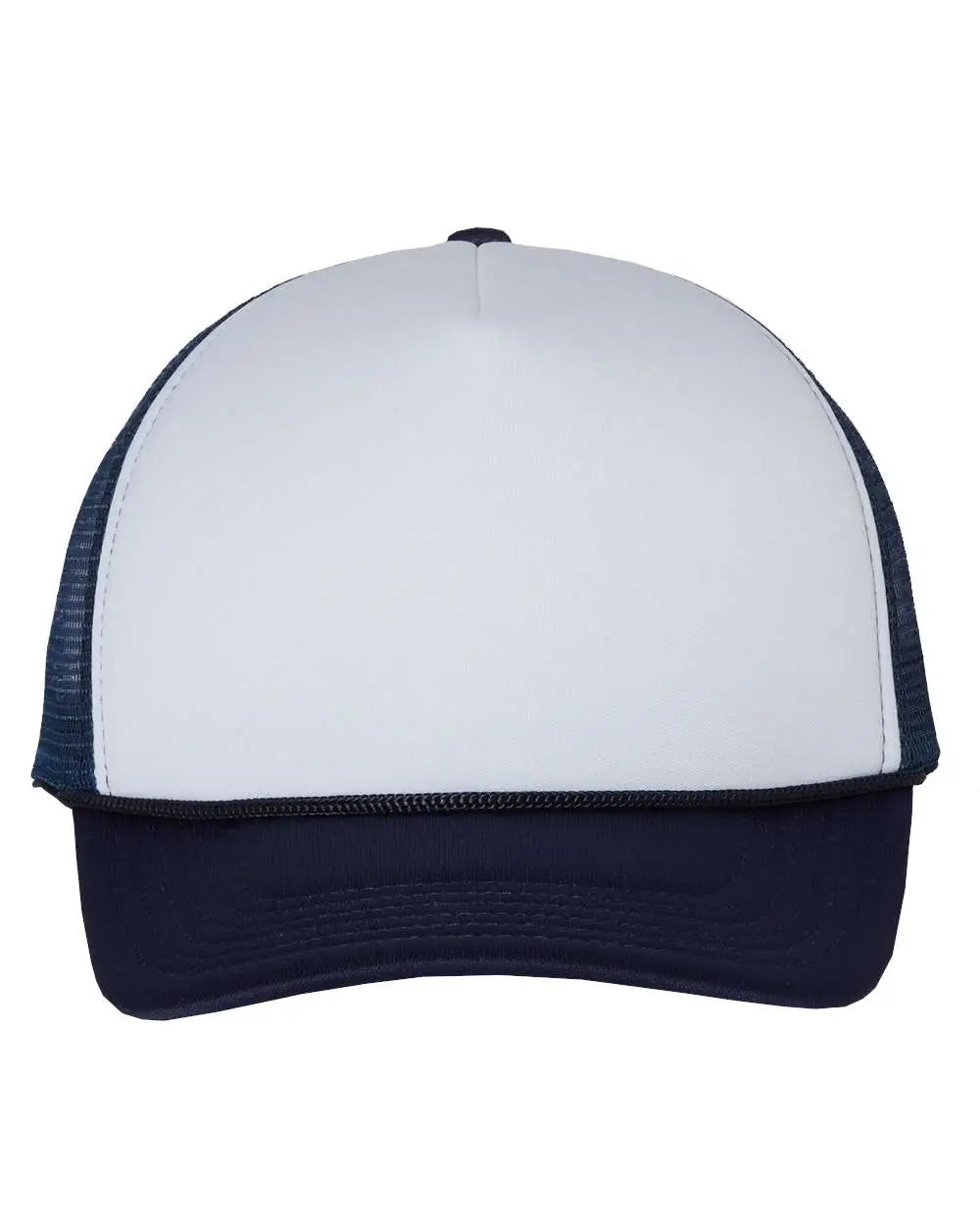 Valucap Vc700 Foam Mesh-back Trucker Cap - White Navy - one Size Fits Most