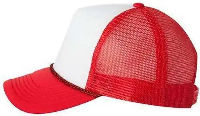 Valucap Vc700 Foam Mesh Back Trucker Cap White Red / 6 5/8’’ 7 3/8’’