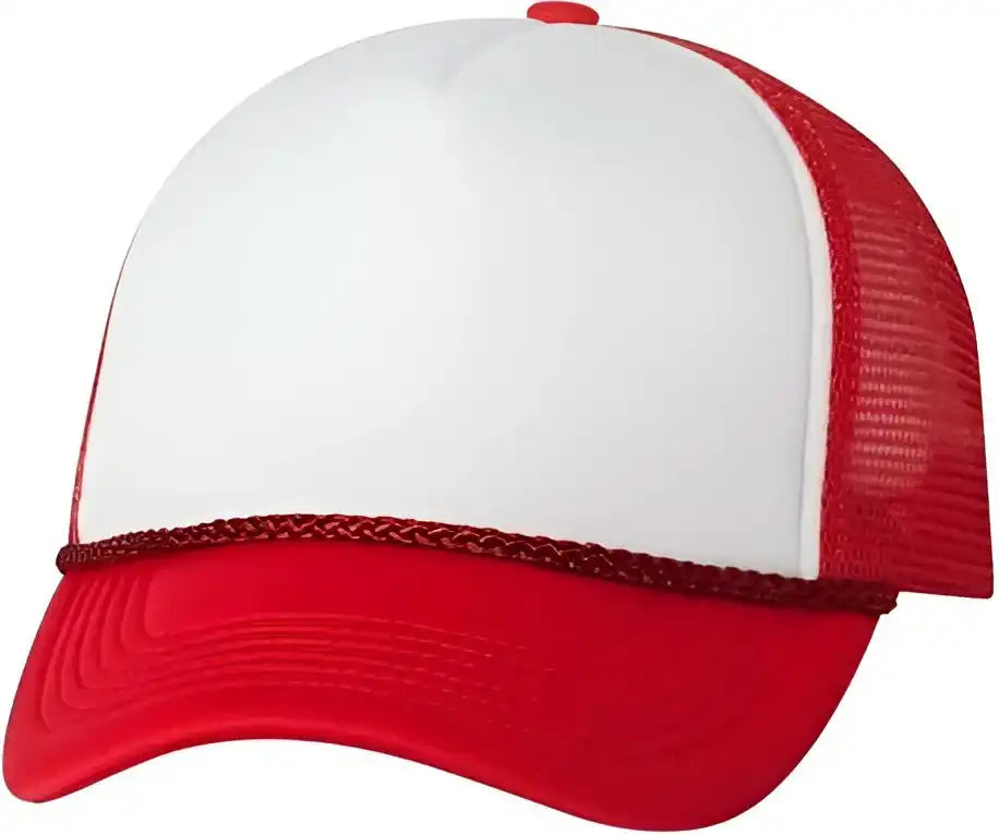 Valucap Vc700 Foam Mesh Back Trucker Cap White Red / 6 5/8’’ 7 3/8’’