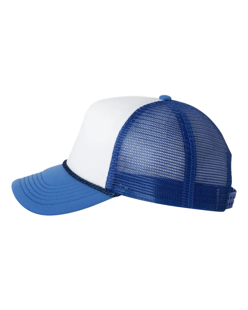 Valucap Vc700 Foam Mesh-back Trucker Cap - White Royal - one Size Fits Most