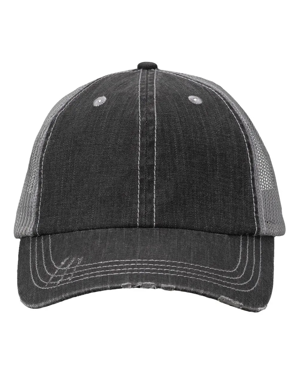 Valucap Vc990 Contrast Stitch Cap - Black Gray - one Size Fits Most