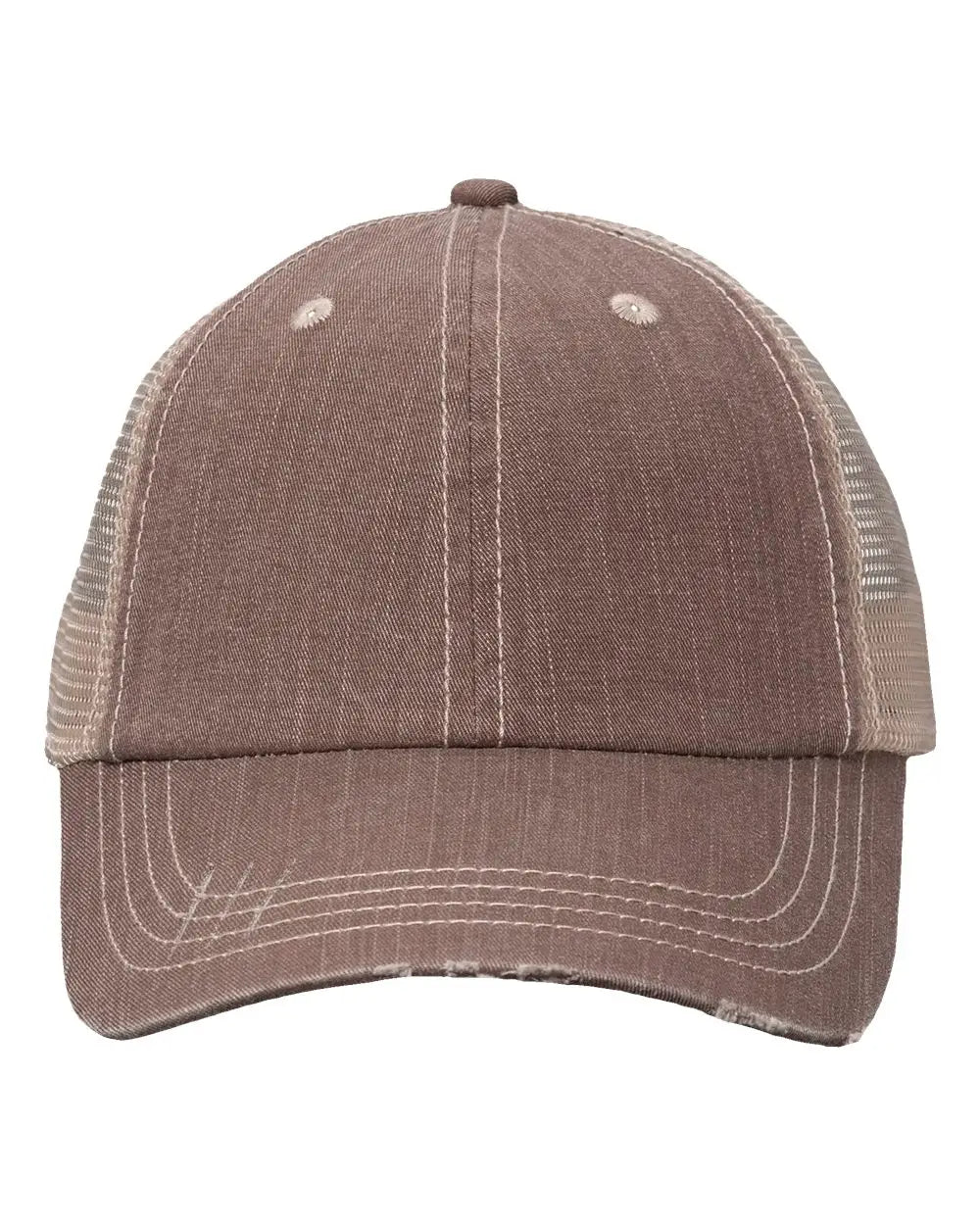 Valucap Vc990 Contrast Stitch Cap - Brown Khaki
