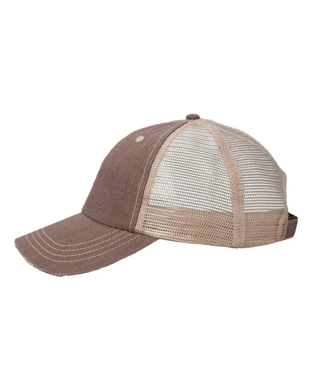 Valucap Vc990 Contrast Stitch Cap - Brown Khaki