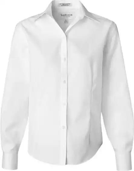 Van Heusen 13v0144 Women’s Non-iron Pinpoint Oxford Shirt - White