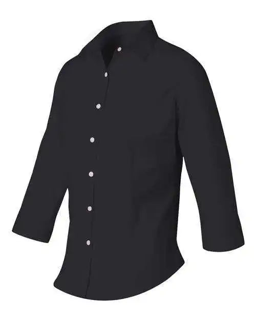 Van Heusen 13v0527 Women’s Three-quarter Sleeve Baby Twill Shirt - Black