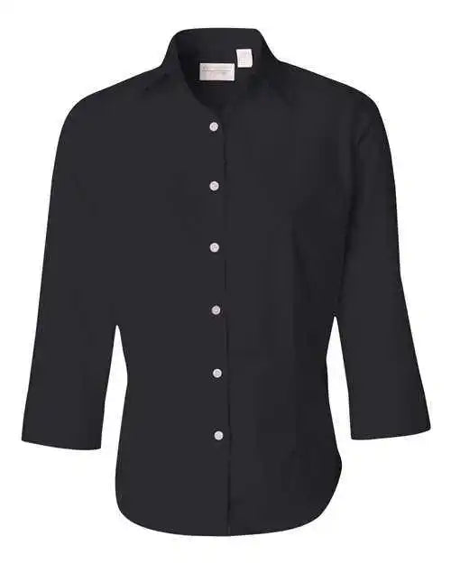 Van Heusen 13v0527 Women’s Three-quarter Sleeve Baby Twill Shirt - Black
