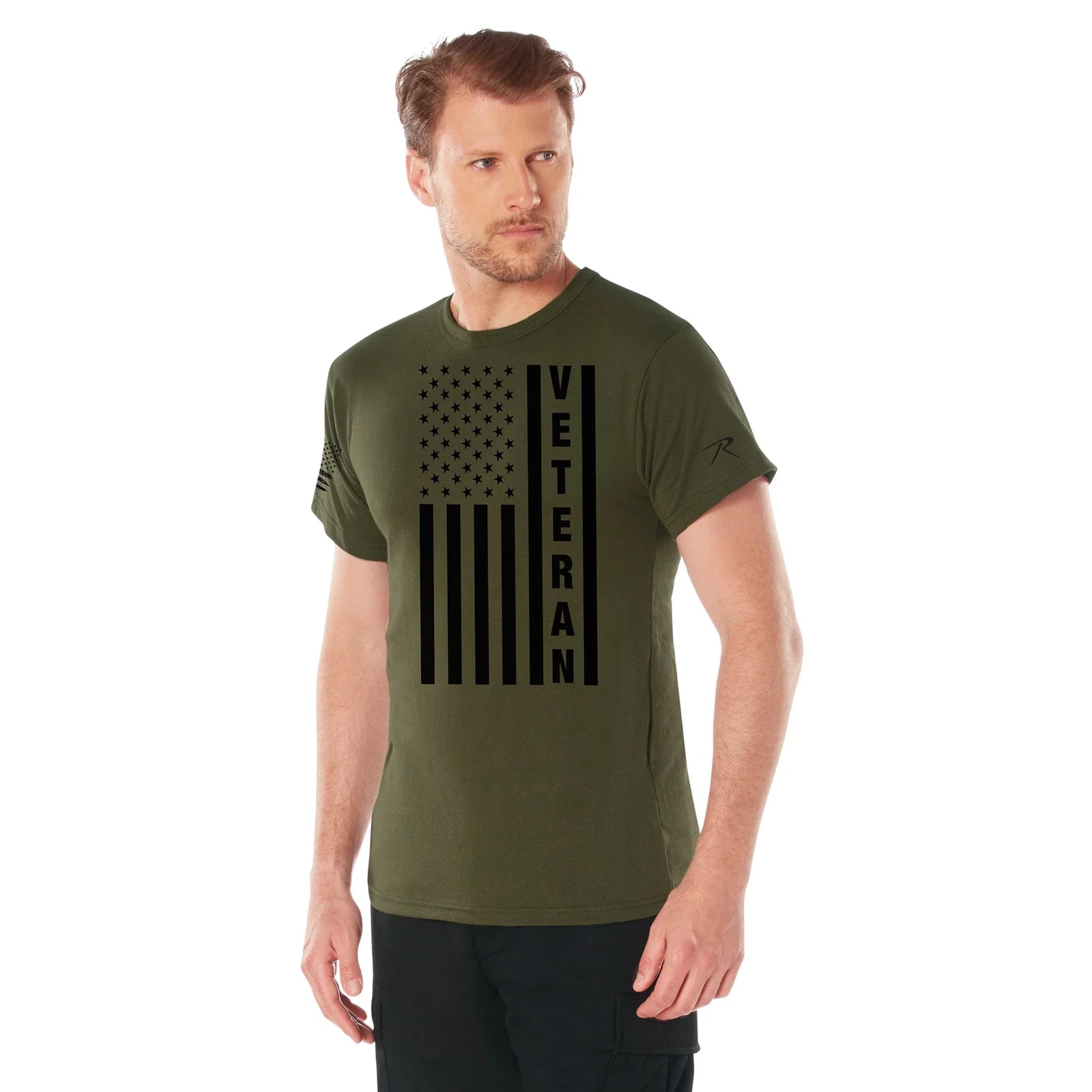 Veteran Flag T-shirt - Olive Drab / m