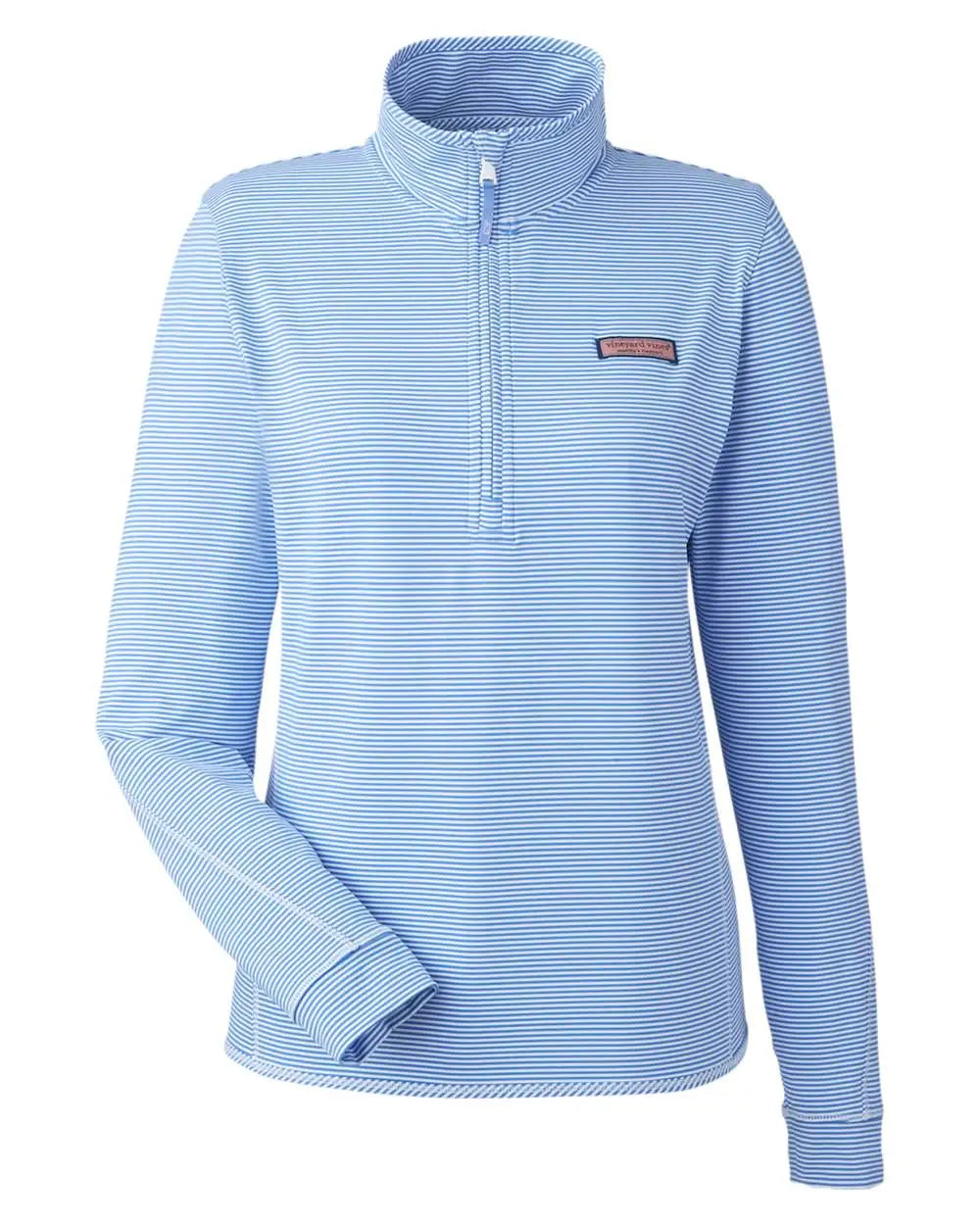 Vineyard Vines K002521 Women’s Microstripe Sankaty Half-zip Pullover - Breaker Blue - Ladies Xs
