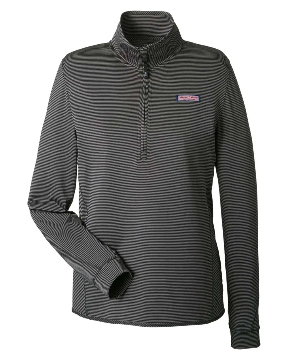 Vineyard Vines K002521 Women’s Microstripe Sankaty Half-zip Pullover - Jet Black - Ladies Xs