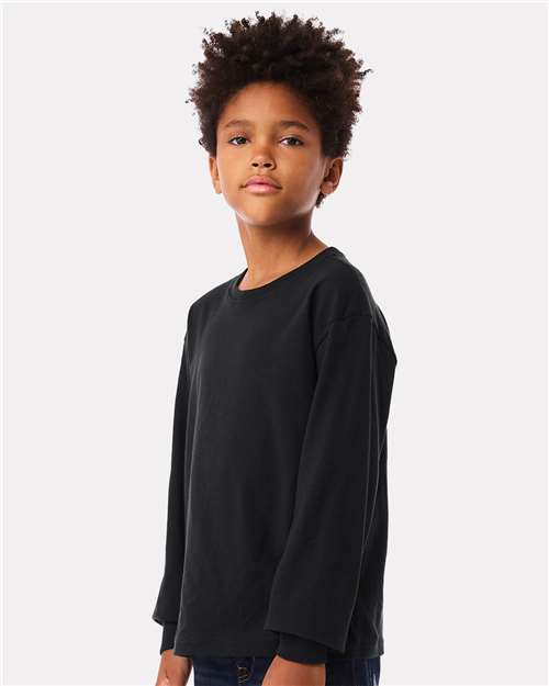 Vintage Black Youth 6oz. Heavyweight Long Sleeve Tee - 3511Y