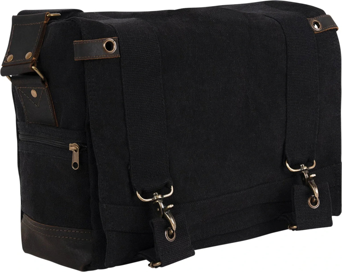 Vintage Canvas B-15 Pilot Messenger Bag - Black
