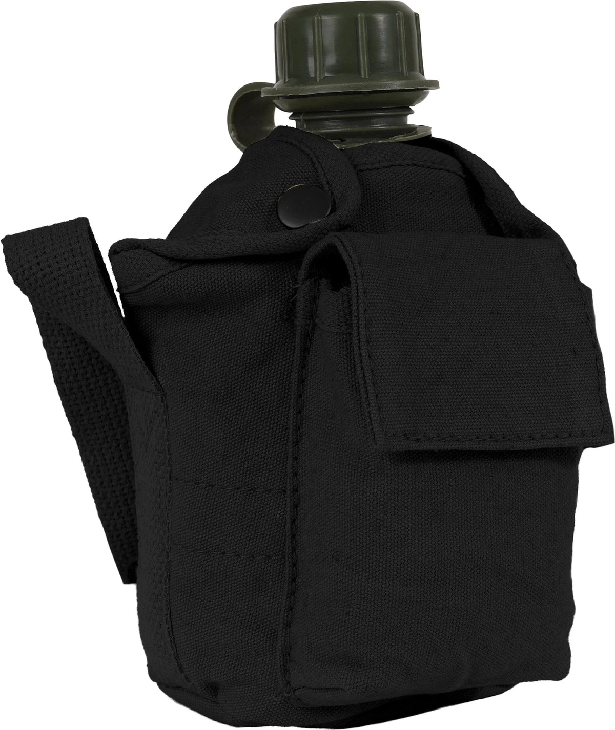 Vintage Canvas Carry-all Canteen Cover with Shoulder Strap - Black