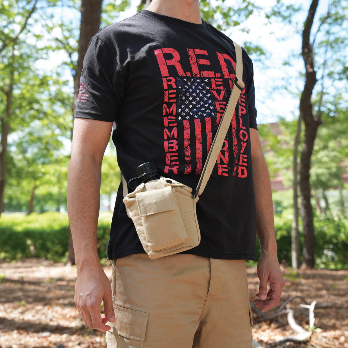 Vintage Canvas Carry-all Canteen Cover with Shoulder Strap