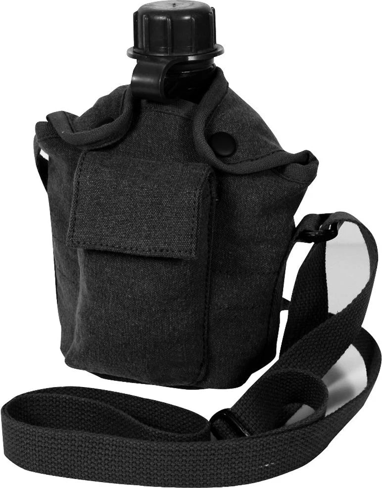 Vintage Canvas Carry-all Canteen Cover with Shoulder Strap