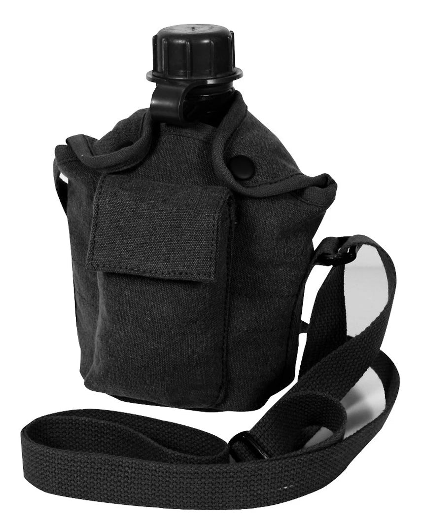 Vintage Canvas Carry-all Canteen Cover with Shoulder Strap