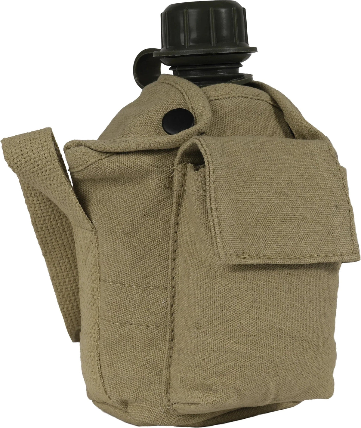 Vintage Canvas Carry-all Canteen Cover with Shoulder Strap - Khaki