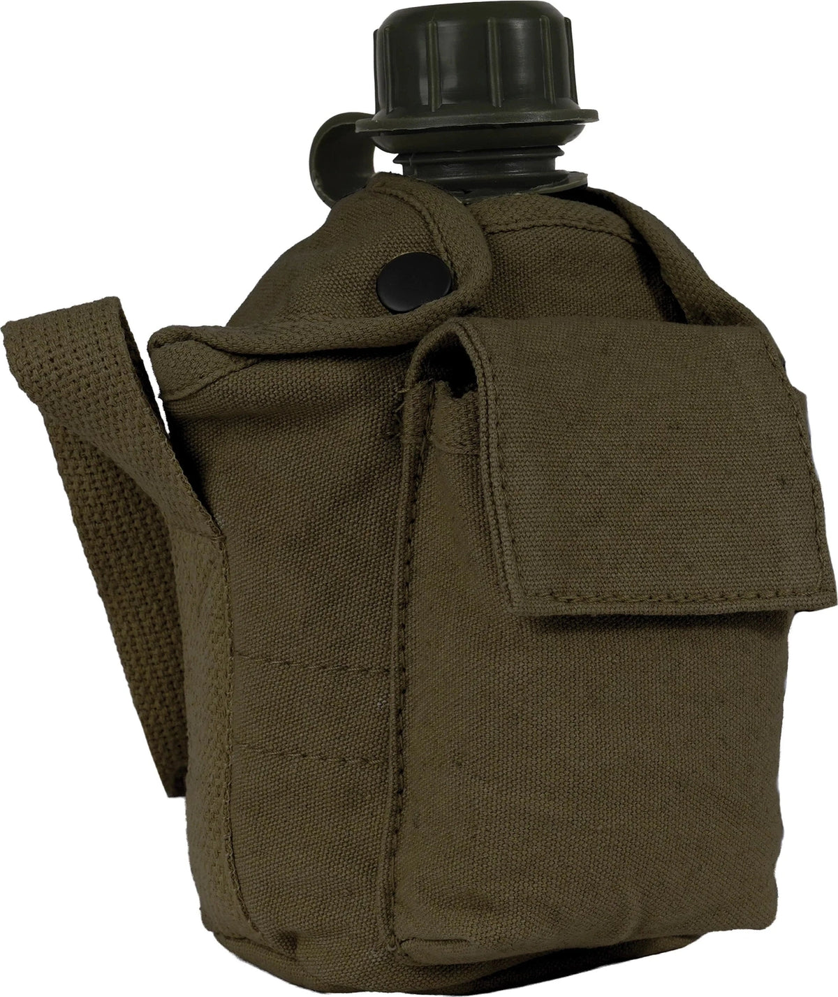 Vintage Canvas Carry-all Canteen Cover with Shoulder Strap - Olive Drab