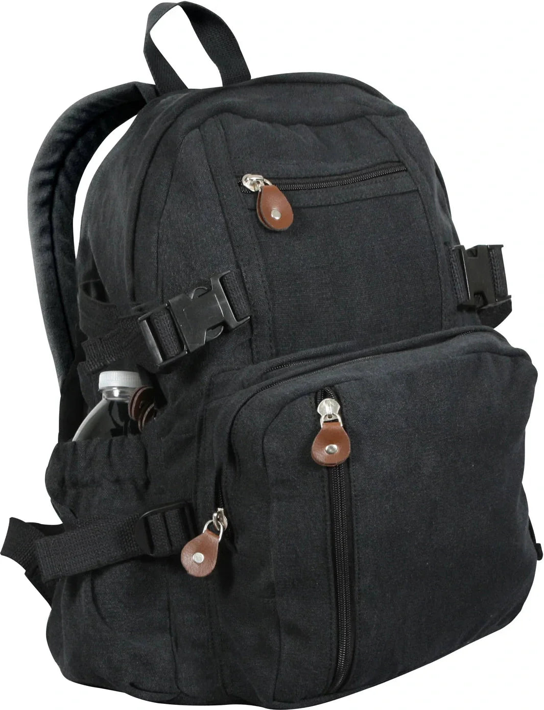 Vintage Canvas Compact Backpack - Black