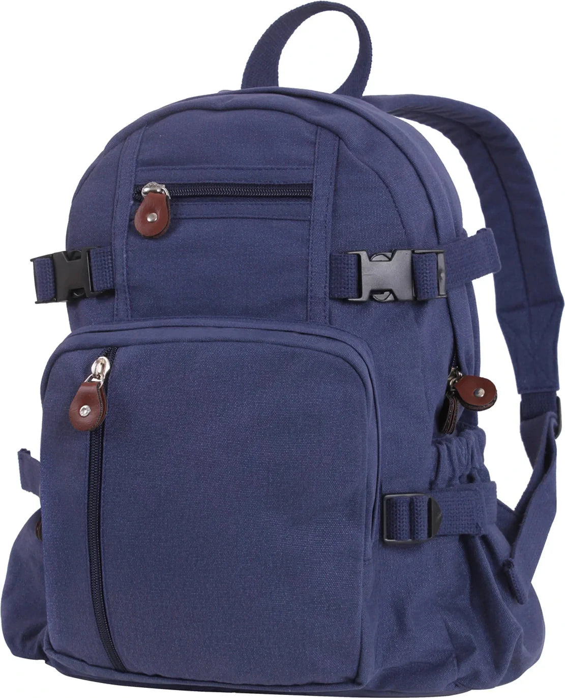 Vintage Canvas Compact Backpack - Navy Blue