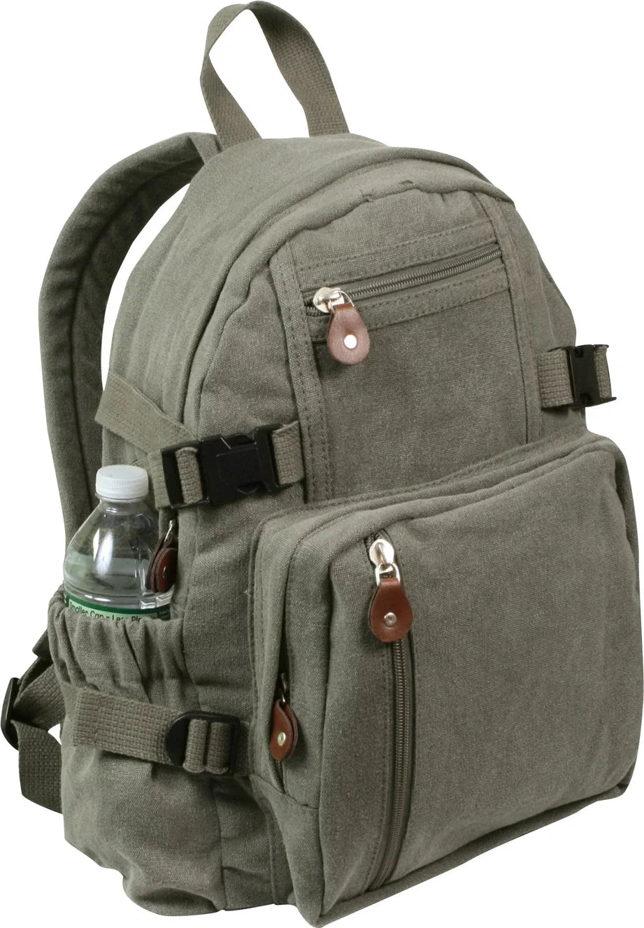 Vintage Canvas Compact Backpack - Olive Drab