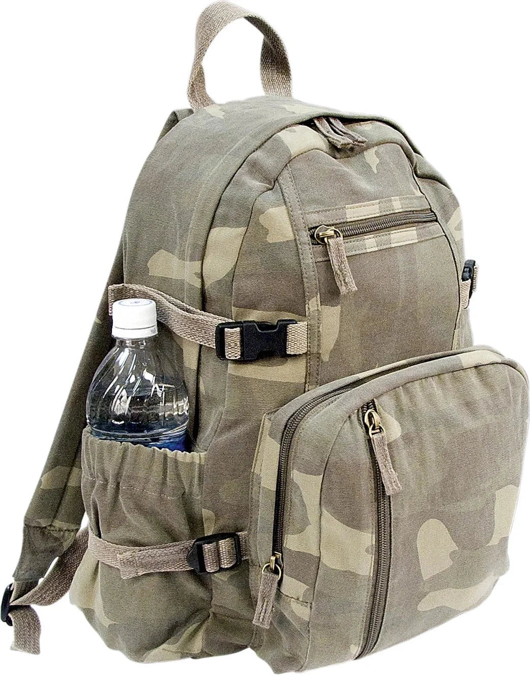Vintage Canvas Compact Backpack - Woodland Camo