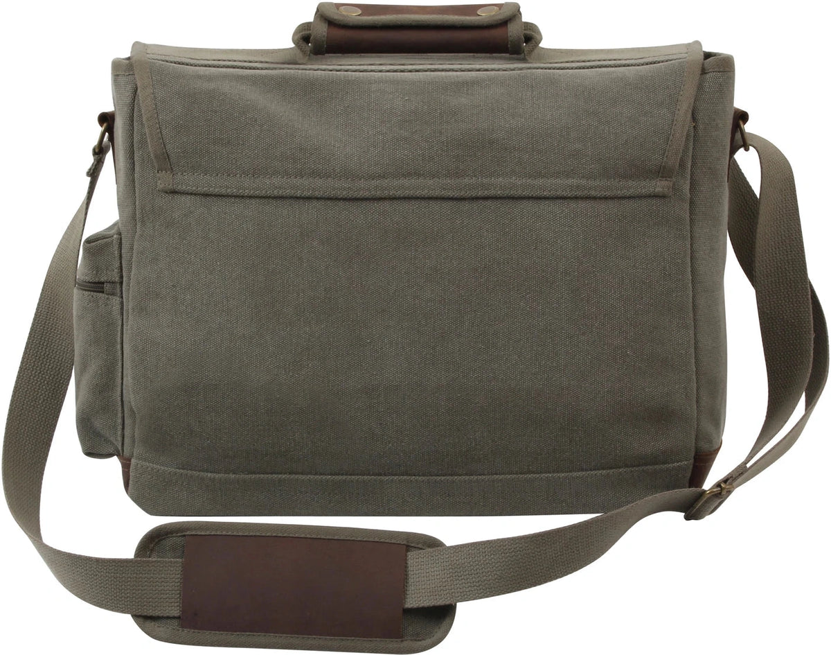 Vintage Canvas Pathfinder Laptop Bag with Leather Accents