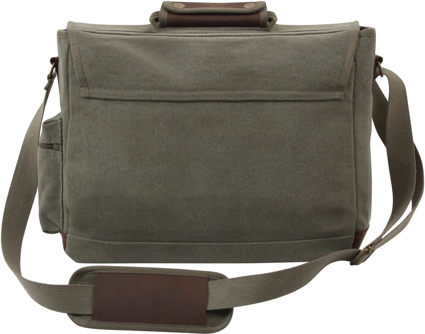 Vintage Canvas Pathfinder Laptop Bag with Leather Accents - Olive Drab