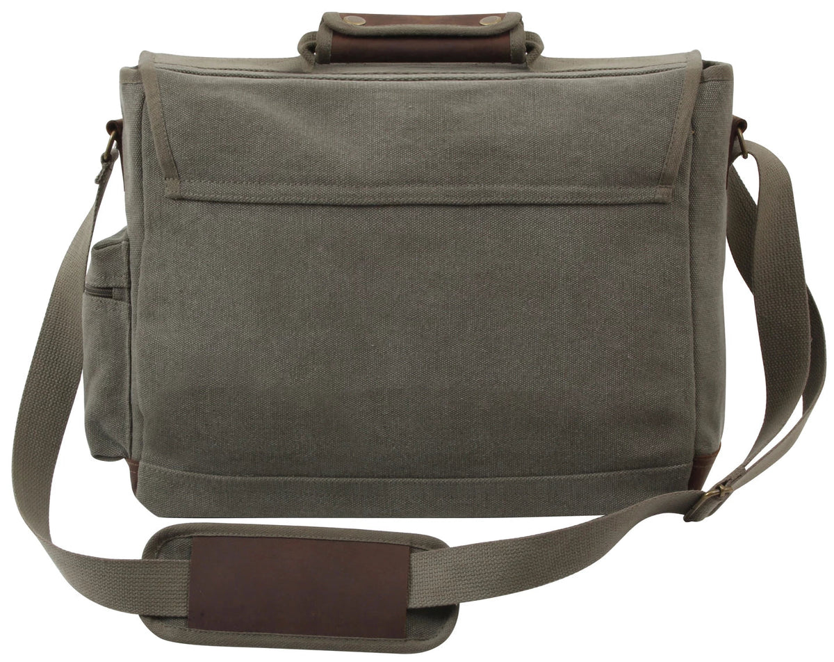 Vintage Canvas Pathfinder Laptop Bag with Leather Accents